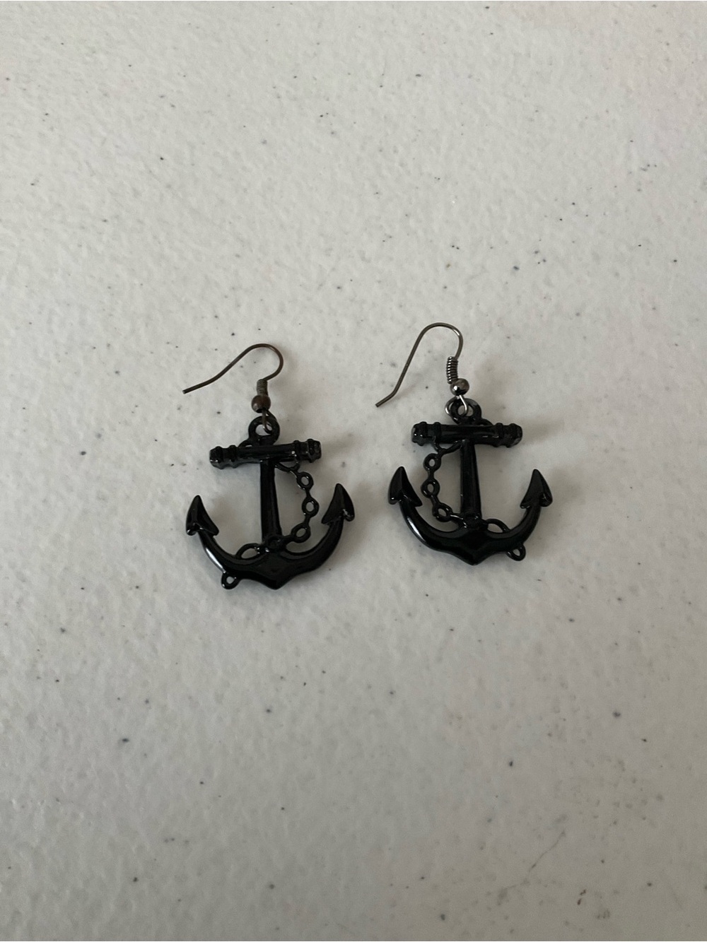Black Anchor Dangle Earrings